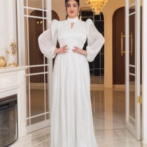 ⁦فستان الأناقة الملكية (ابيض)⁩ - الصورة ⁦5⁩