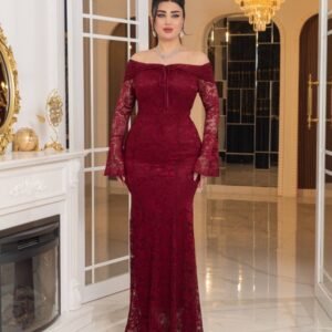 ⁦فستان همس الفخامة عنابي غامق⁩ - الصورة ⁦8⁩
