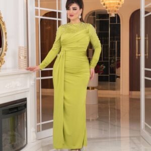 ⁦فستان إشراقة الألماس (اخضر ليموني)⁩ - الصورة ⁦3⁩